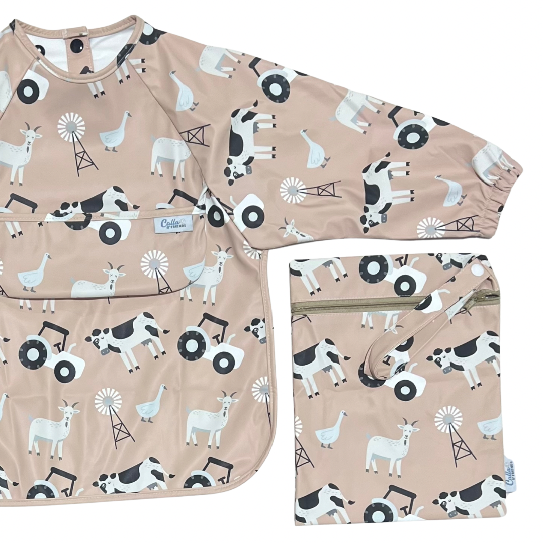 The Grayson Long Sleeve Bib - Farm: Petal Pink