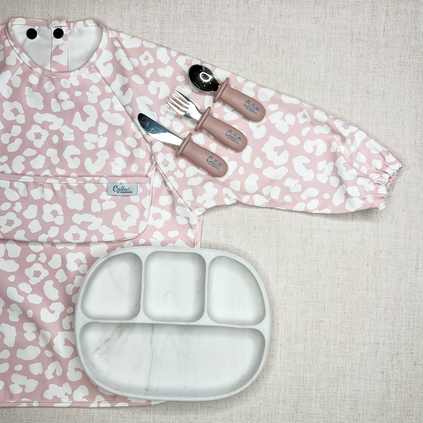 The Grayson Long Sleeve Bib - Leopard: Petal Pink