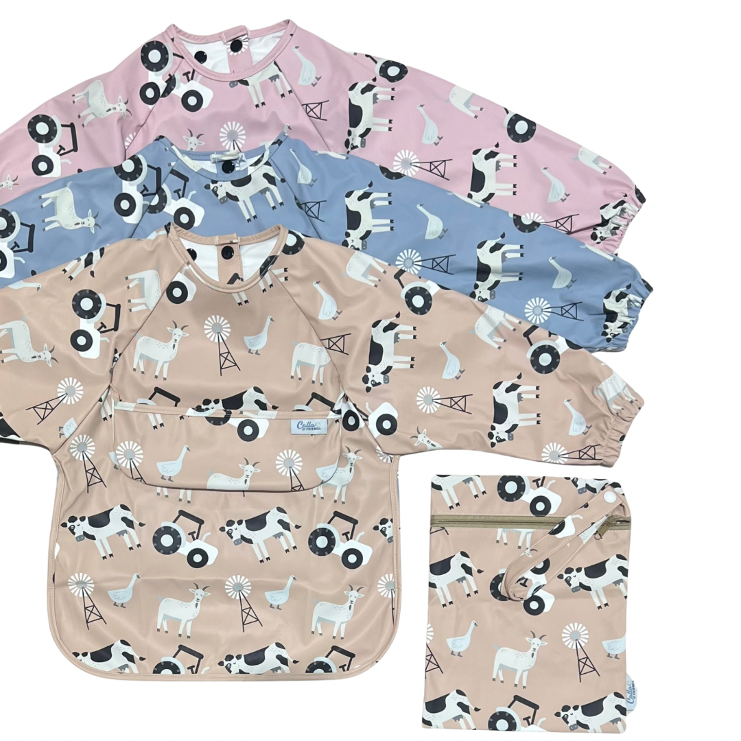 The Grayson Long Sleeve Bib - Farm: Petal Pink