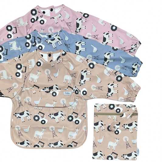 The Grayson Long Sleeve Bib - Farm: Petal Pink