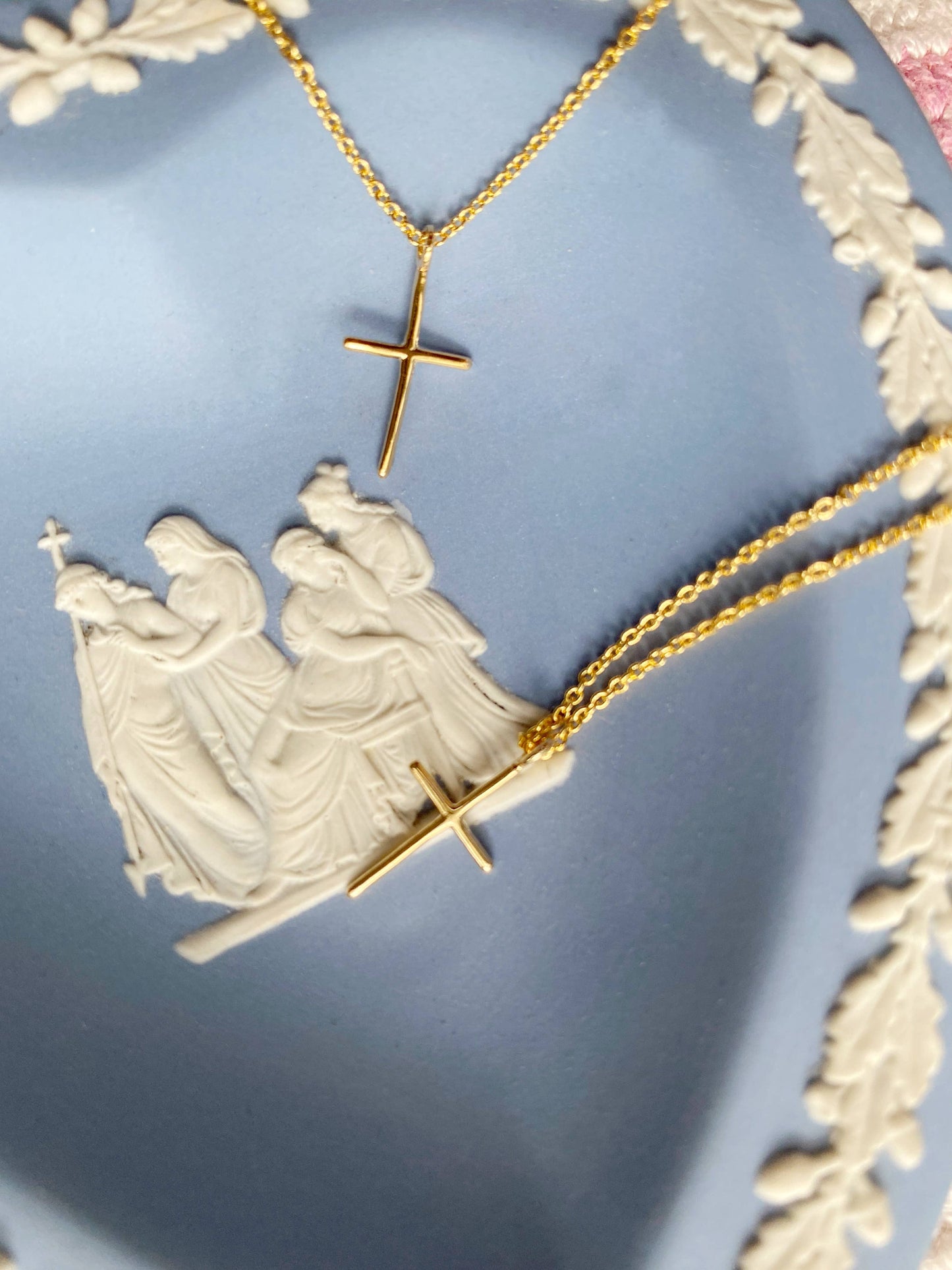 Single Gold Plated Cross Necklace 18"