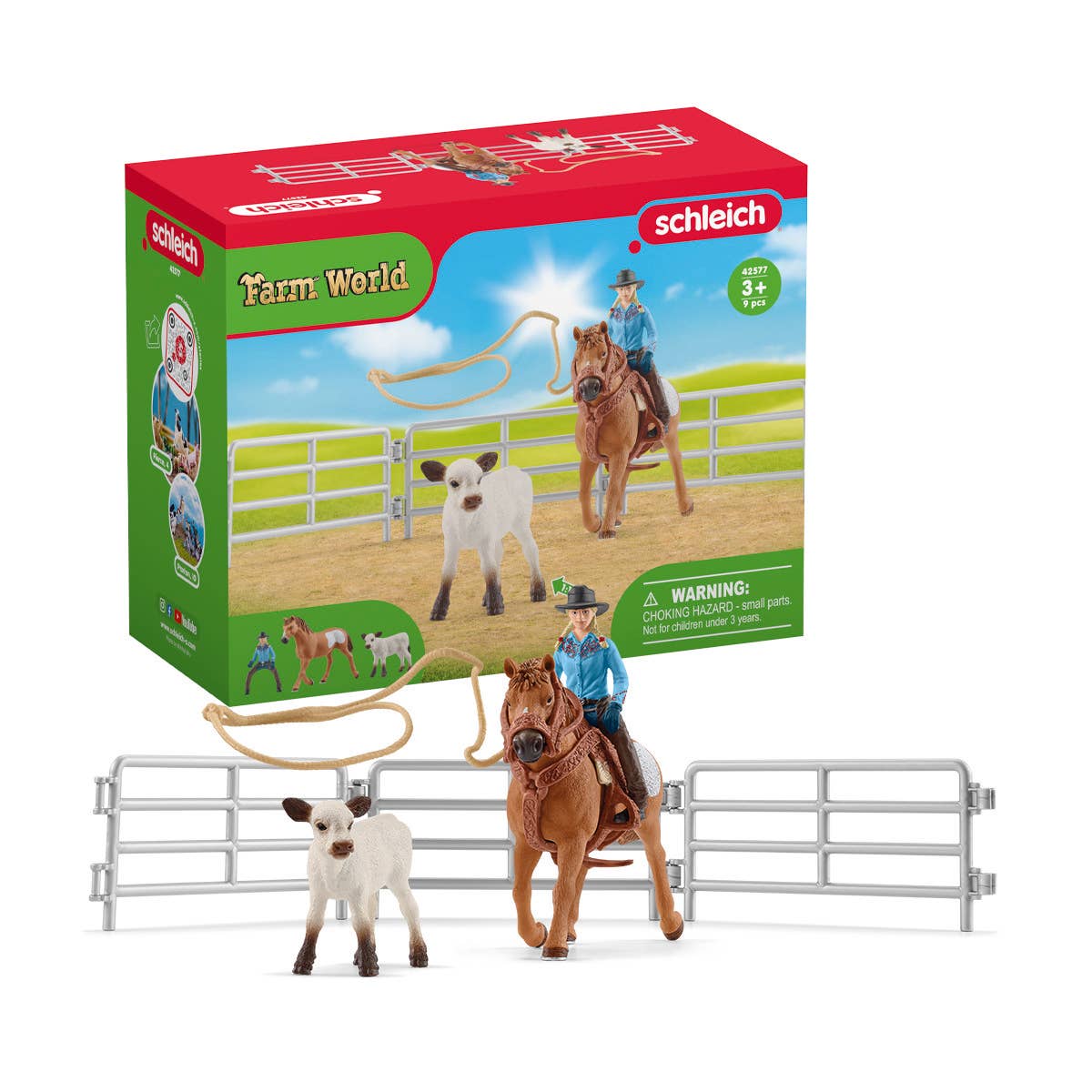 Team Roping With Cowgirl Farm Figurine Toys Play Set