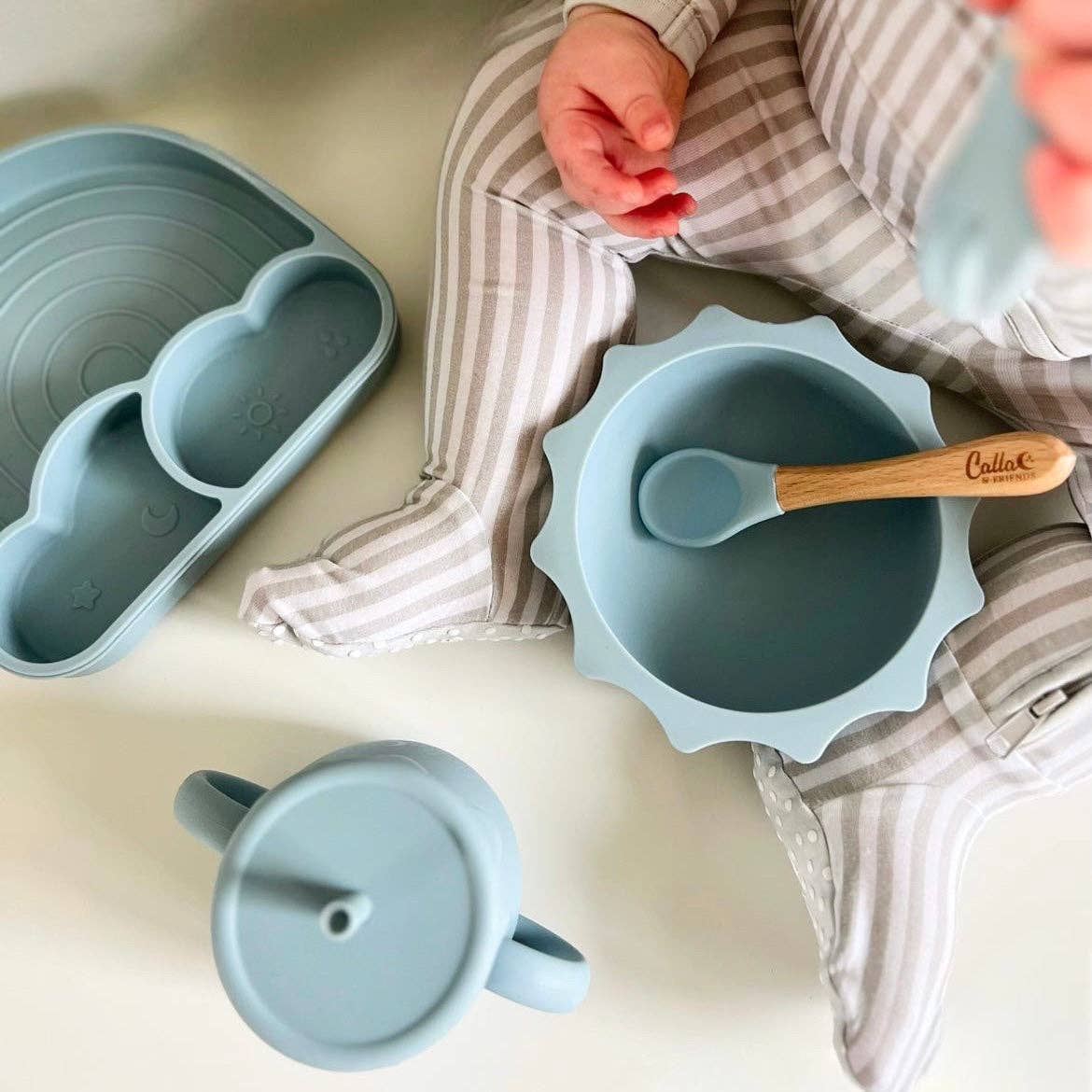 You Are My Sunshine Rainbow Plate: Powder Blue