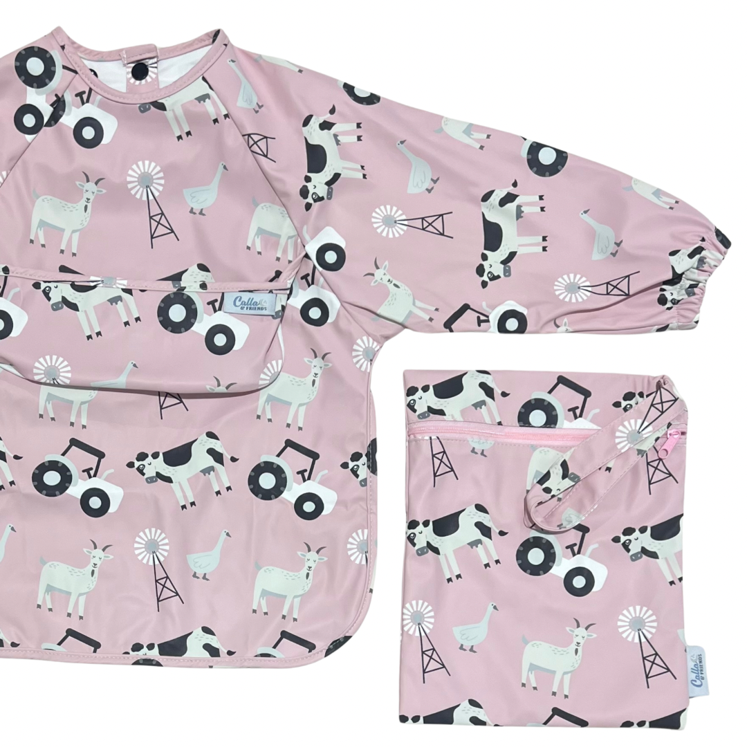 The Grayson Long Sleeve Bib - Farm: Petal Pink