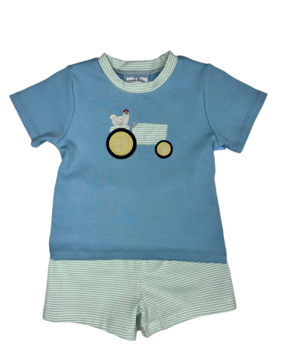 Tractor Appliqué Short Set