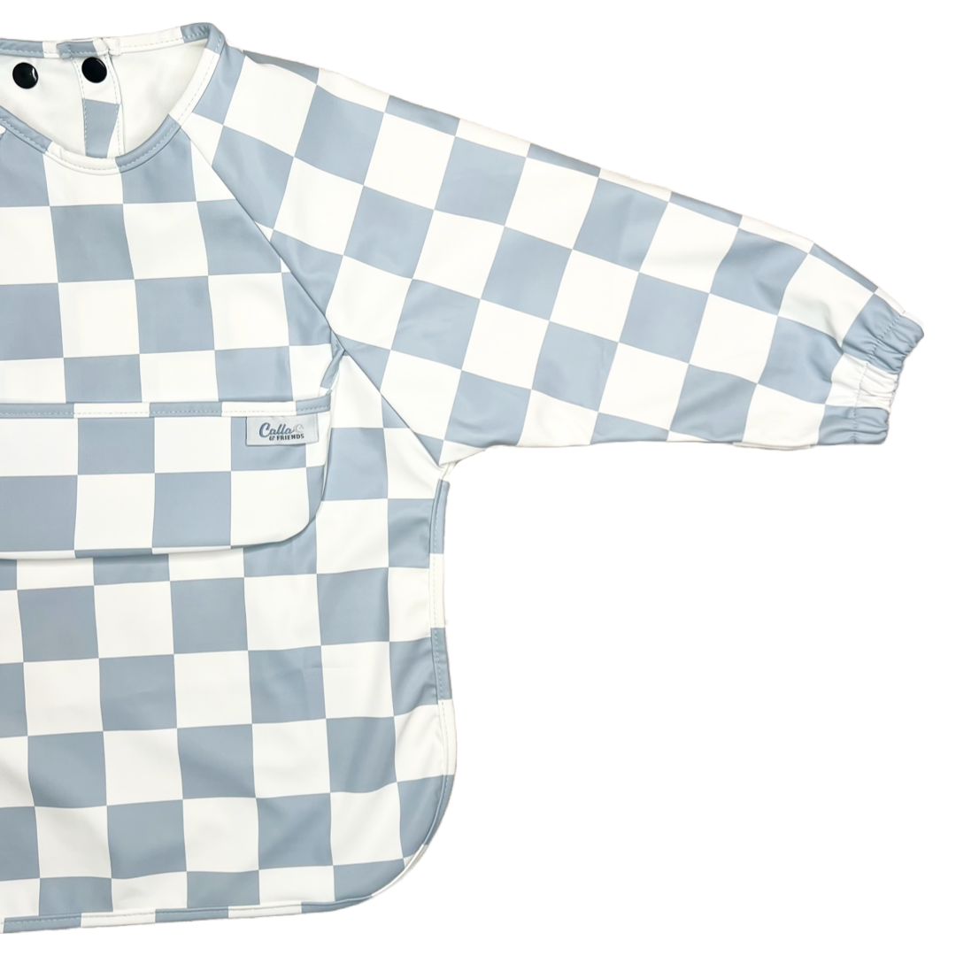 The Grayson Long Sleeve Bib - Checkered: Cloud Gray
