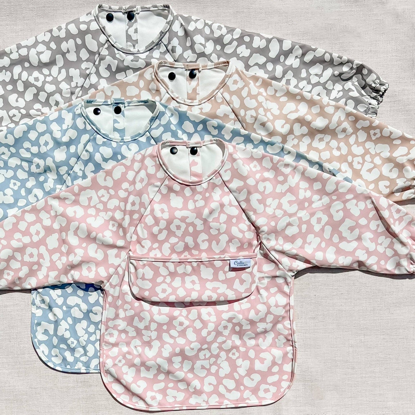 The Grayson Long Sleeve Bib - Leopard: Petal Pink