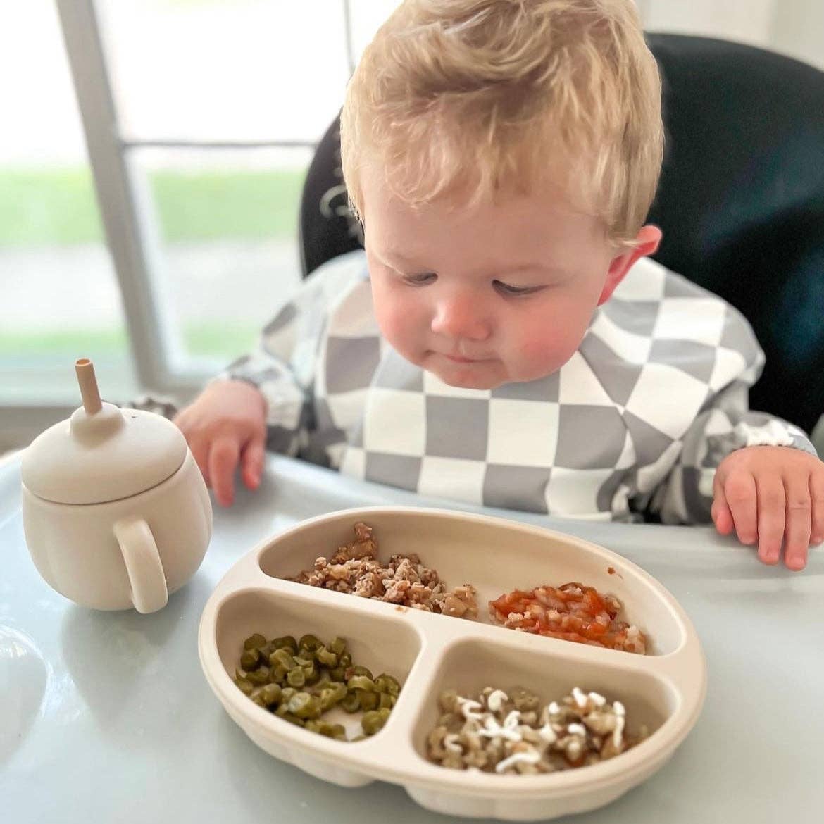 The Grayson Long Sleeve Bib - Checkered: Powder Blue