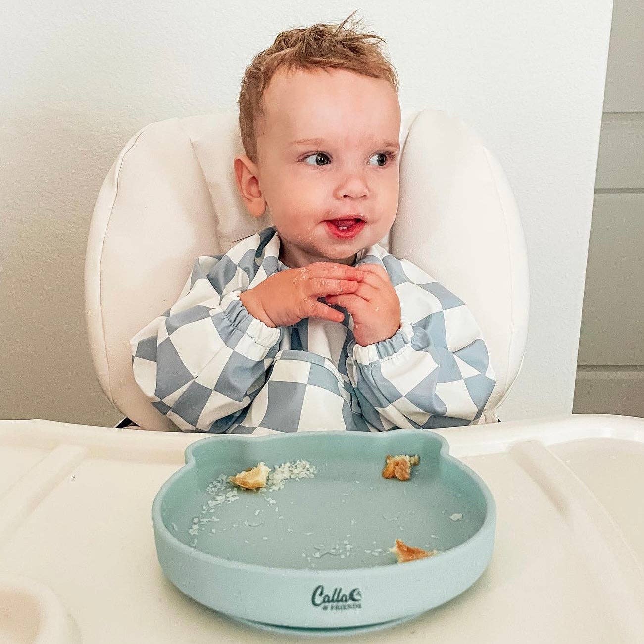 The Grayson Long Sleeve Bib - Checkered: Cloud Gray