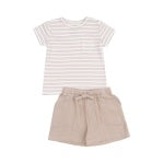 Stripe Tan Short Set