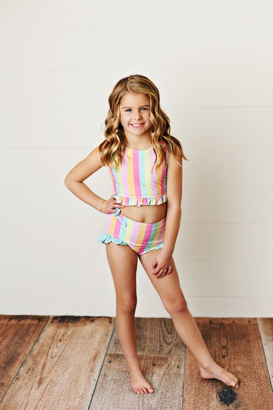 2 PC Girls Stripe Swim