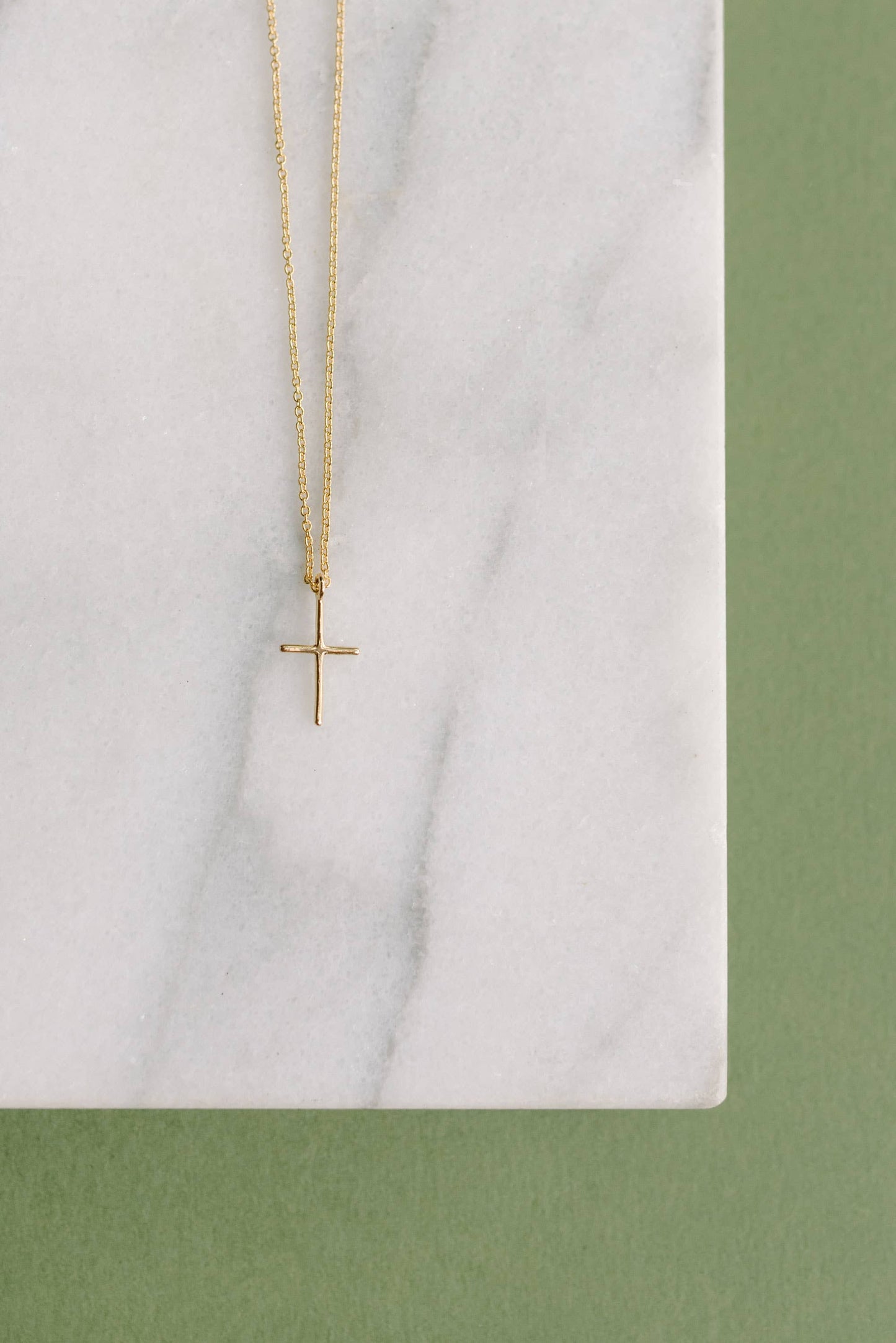 Single Gold Plated Cross Necklace 18"