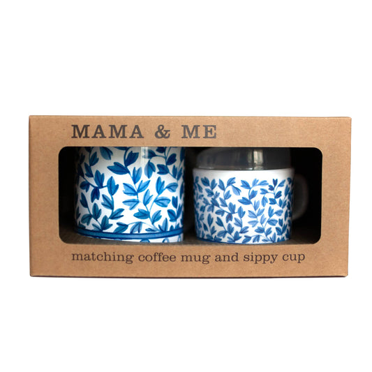 Blue and White Mama and Me Cup Set