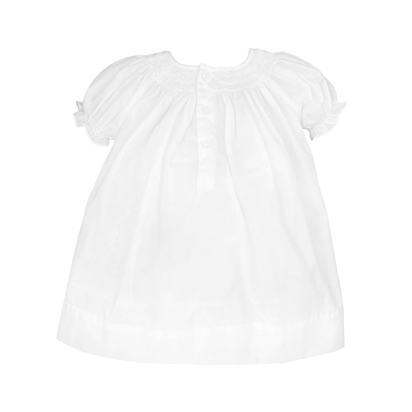 Daygown with Wave Smocking: White / Newborn