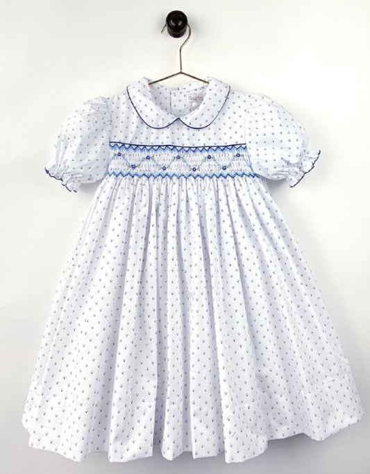 Navy Floral Smocked Dress