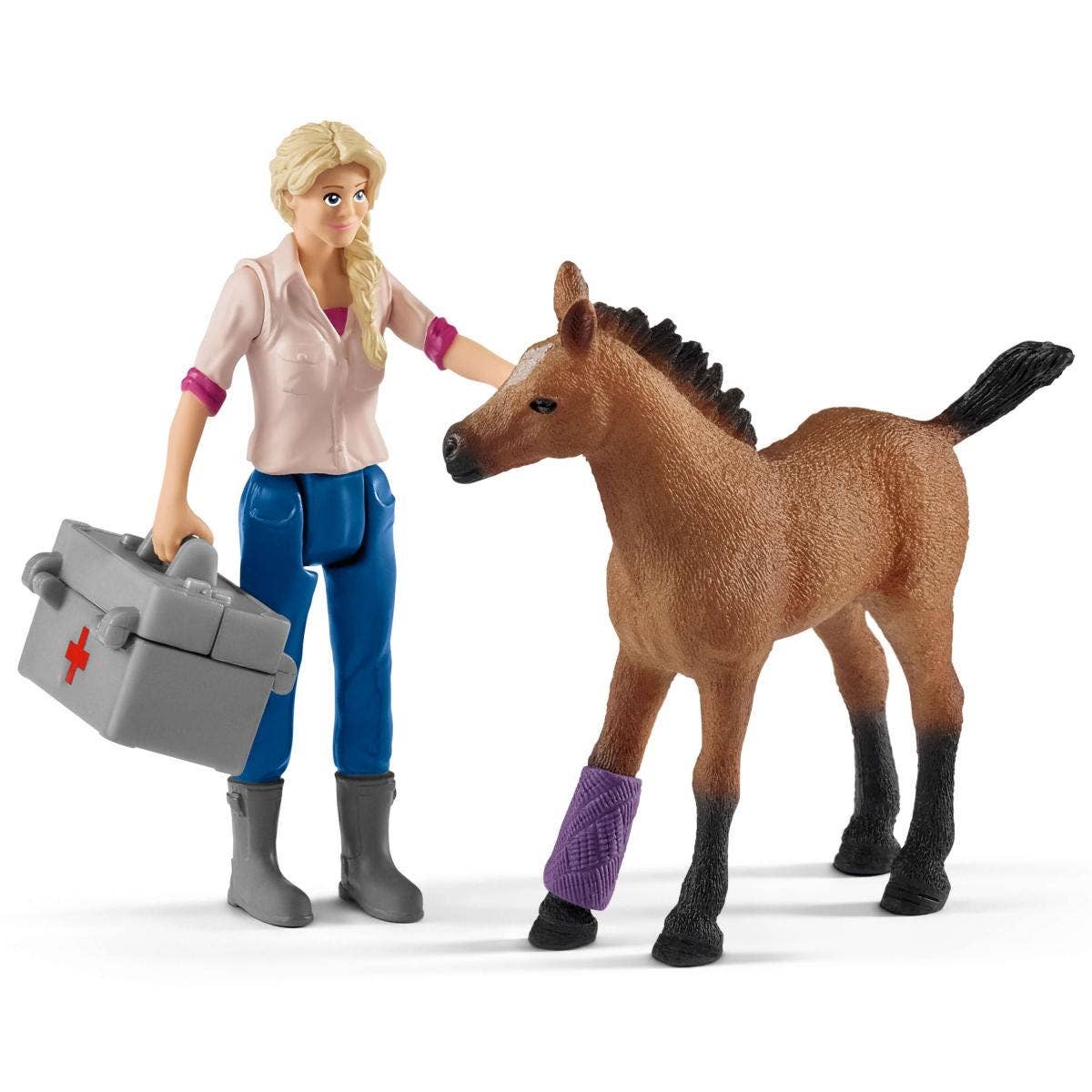 Vet Visiting Mare And Foal Farm Figurine Toys Play Set