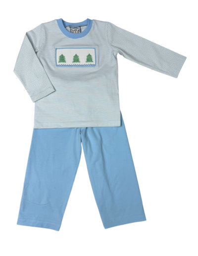 Christmas Tree Smocked Boys Set