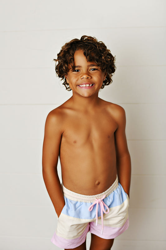 Pastel Stripe Swim Trunks