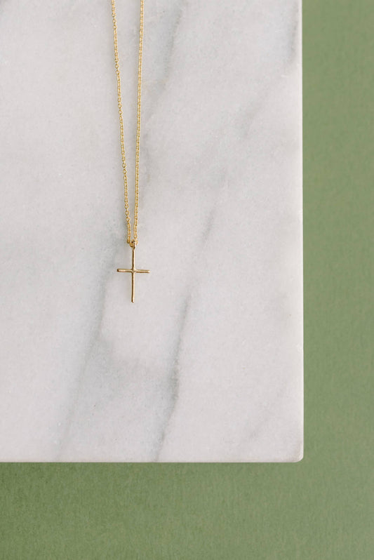 Single Gold Plated Cross Necklace 18"
