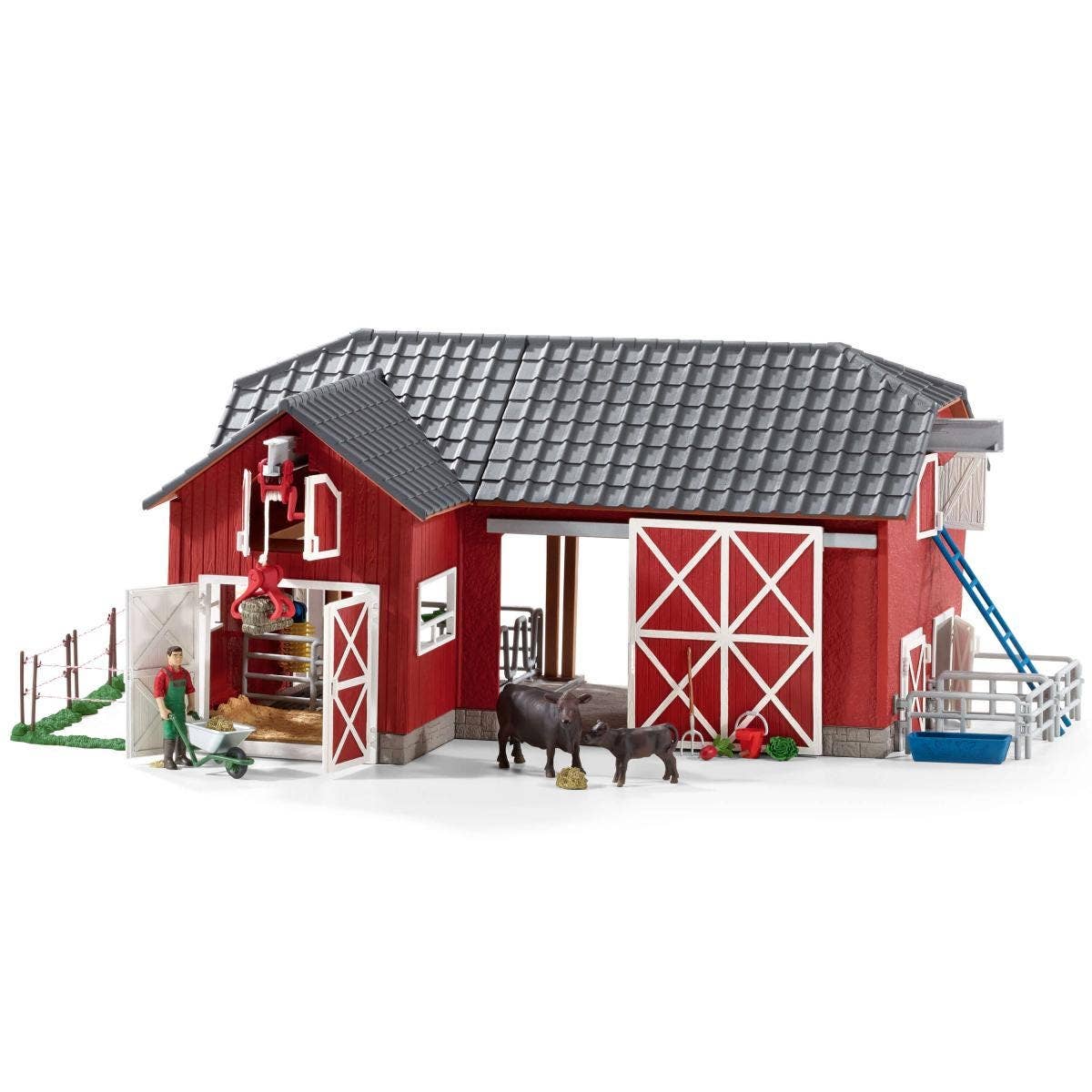 Large Farm With Black Angus Farm Figurine Toys Play Set